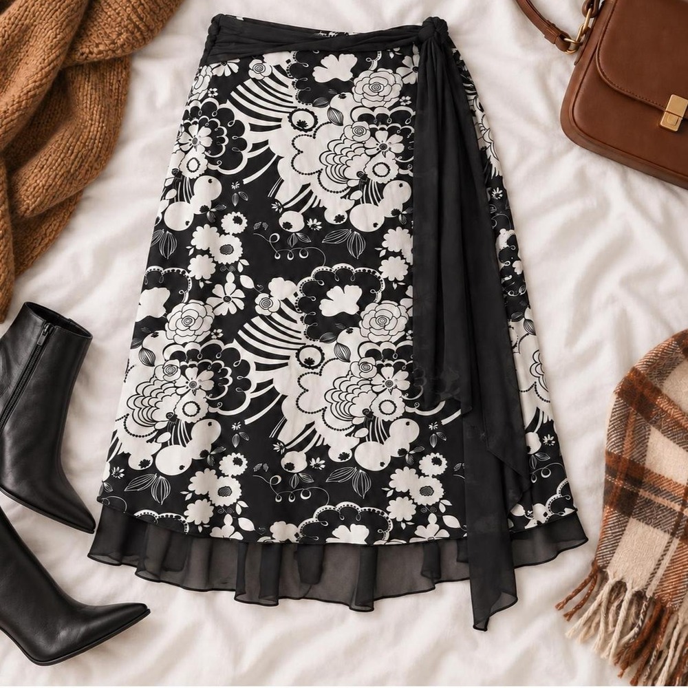 Black floral skirt